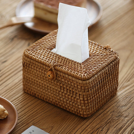 Woven Rattan Tissue Holder