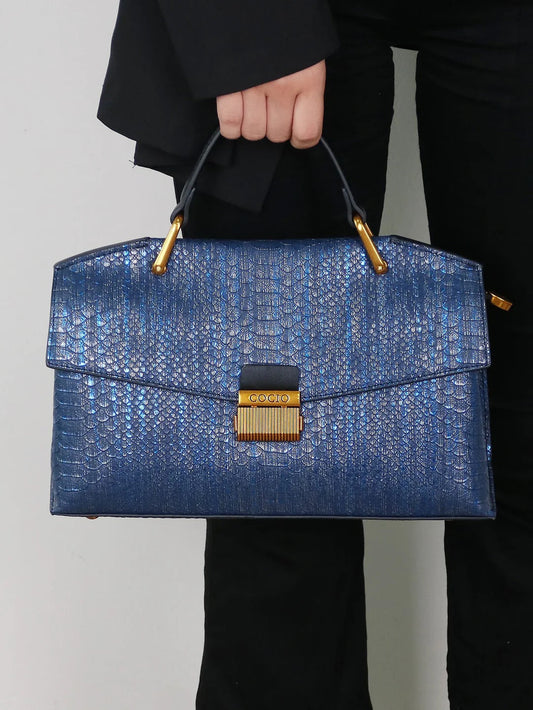 Textured Snake-Print Bag