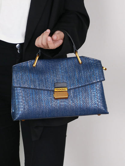 Textured Snake-Print Bag