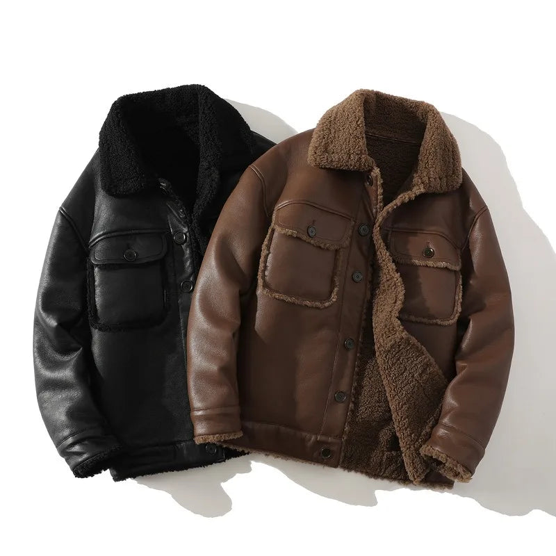 Fleece-Lined Leather Jacket